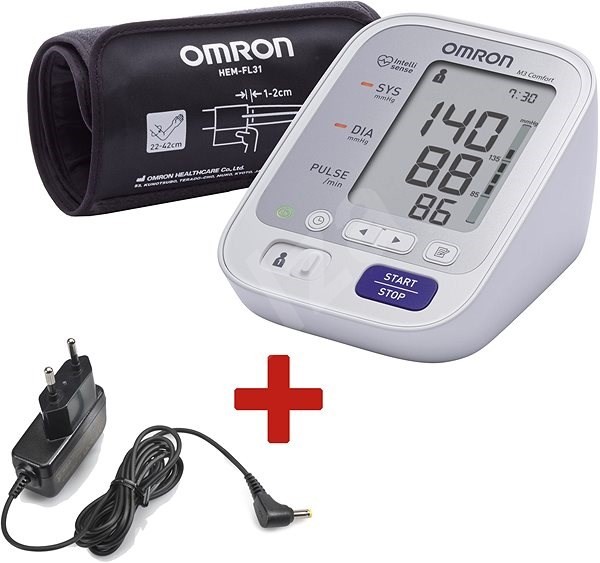 Omron M3 comfort vérnyomásmérő - Okos + adapter - Felkaron m
