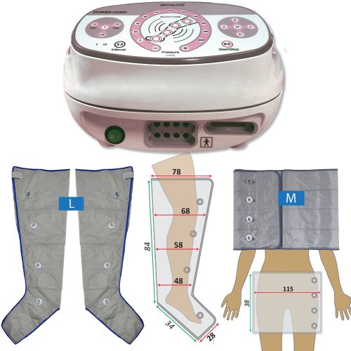 Power Q-2200 nyiroködéma kezelő készlet - L lábpár és M öv mandzsetták